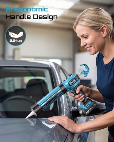 seesii electric caulking gun, upgraded brushless motor w/2, front angle view