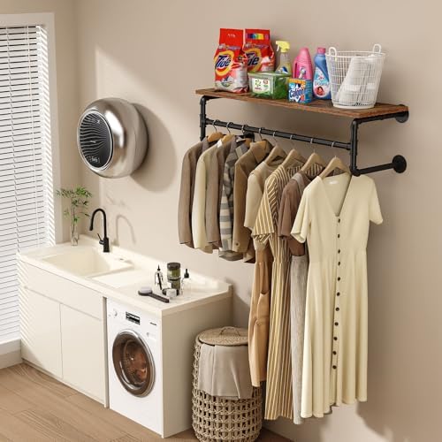 clothes rack wall mounted, 43.3in shelf with hanging, main product view