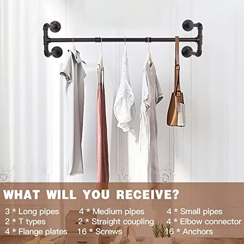 wall mounted clothes rack - 54" industrial pipe on a desk or shelf
