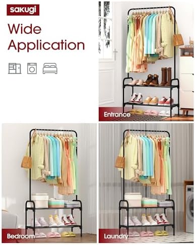 sakugi clothes rack 2-tier shoe organizer, metal, 29.3x12.5x59.6, package contents