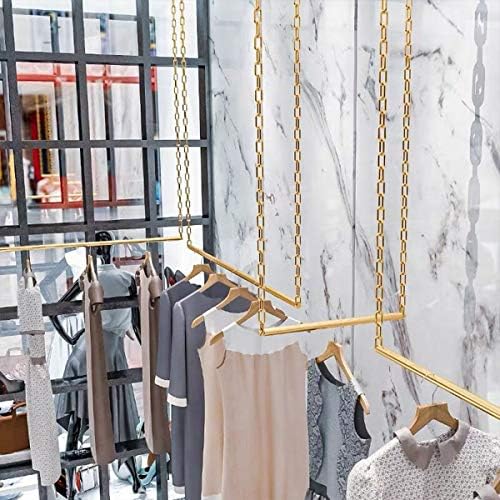creative adjustable height clothing storage chain garment rack, front angle view