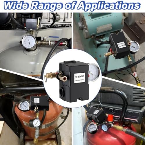 dreyoo air compressor pressure switch, 120-155 psi, 4 on a desk or shelf