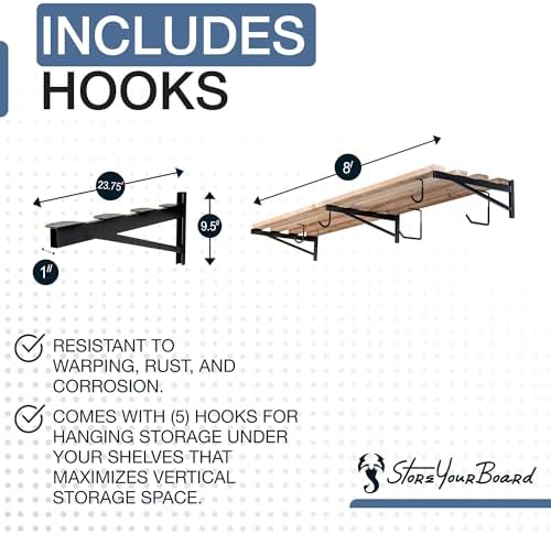 storeyourboard 24 inch heavy duty shelf brackets, set, close-up detail