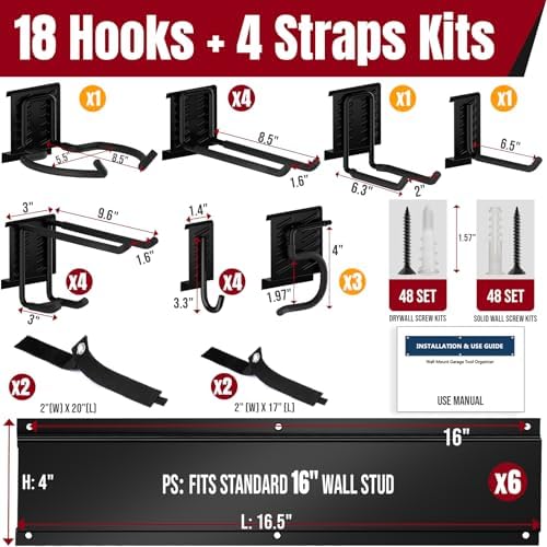 99" garage tool organizer wall mount, 28 pack, close-up detail