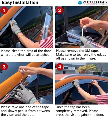 AUTOCLOVER Tape-On Rain Guards Window Visors 4 Pcs Set