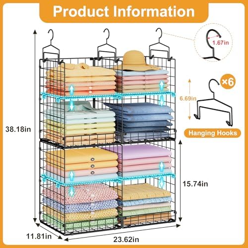 hanging closet organizer with diy spacing, double-row closet, view 9
