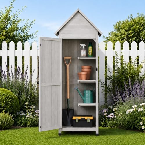 narrow outdoor storage cabinet, 67" wooden vertical garden, view 9