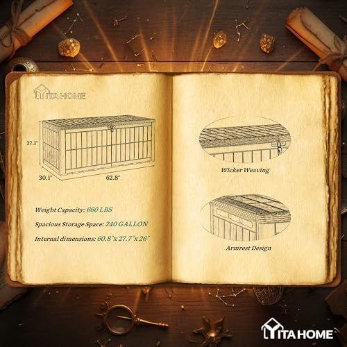 yitahome xxl 240 gallon extra large deck box, front angle view
