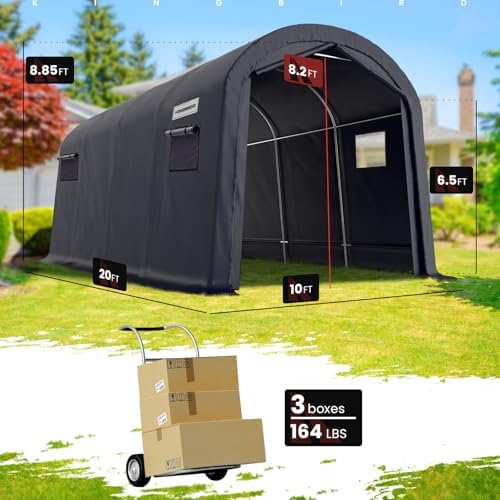 king bird 10' x 20' carport shelter with, close-up detail