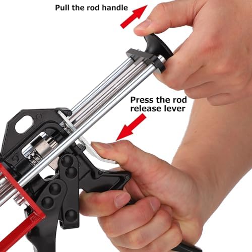 400 ml epoxy gun dual component caulking gun showing dimensions
