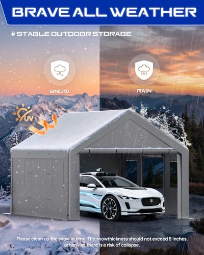 fanpat 13x20ft heavy duty carport with removable side showing dimensions