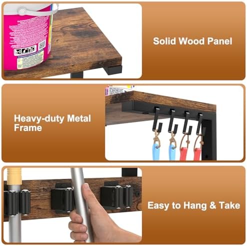 housolution wall mount broom holder hanger laundry room, close-up detail