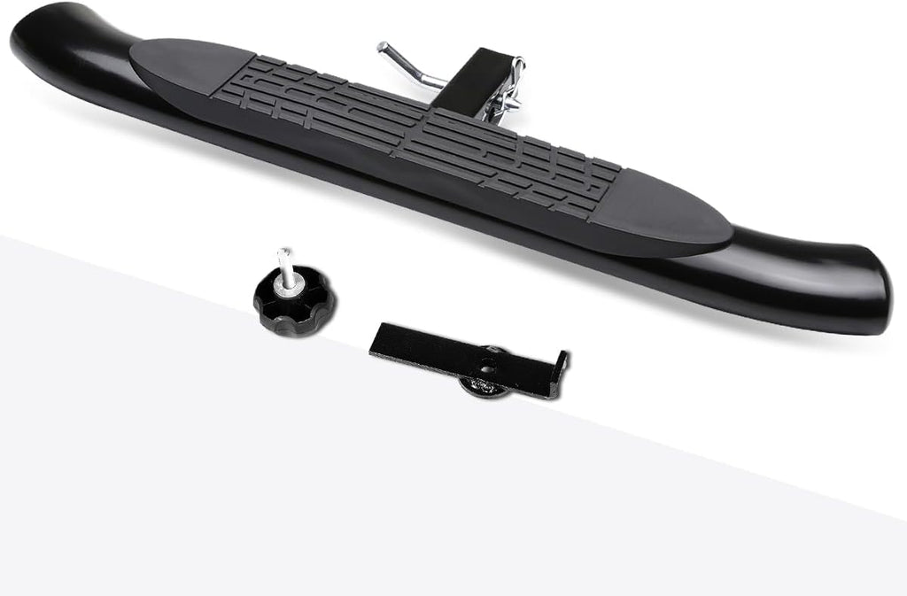Fits 2" Receiver Universal 37" x 4" Black Steel Oval Curved Hitch Step Rear Bumper Guard for Trailer Pickup Truck