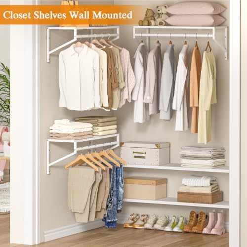 threehio 3 pack closet shelves wall mounted, 2.7 shown in use