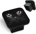 Black Cat Hitch Covers 2 Inch Cool Cat Head Kitty Eyes Kitten Face Cute Pet Rubber Receiver Tube Hitch Plug Tow Tube Base Protection Accessory Fits Most Car Models