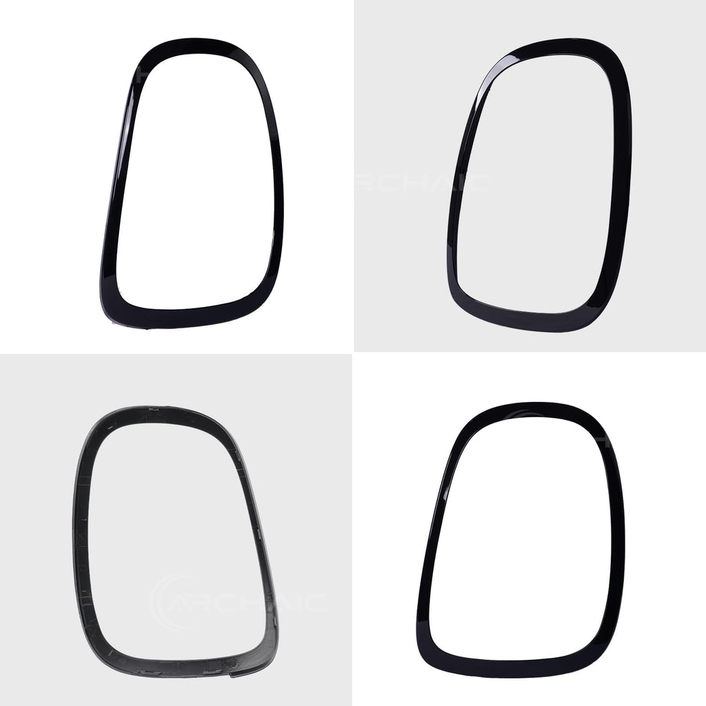 Archaic Rear Tail Light Cover Bezel Surround Trim Compatible with Mini Cooper F55 F56 F57 Hatchback/Convertible 2014-2024, ABS Taillight Ring,Glossy Black,Pair