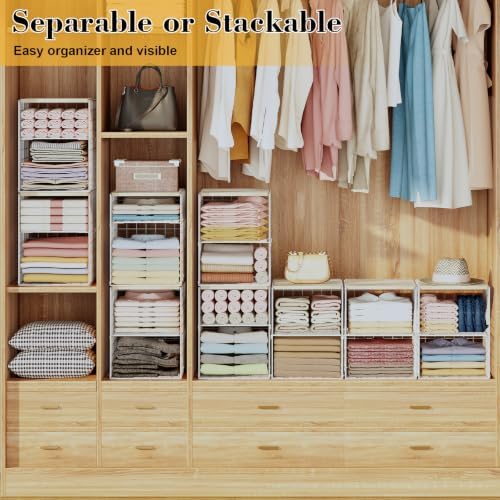 hencawima 2 pack stackable closet storage bins with on a desk or shelf