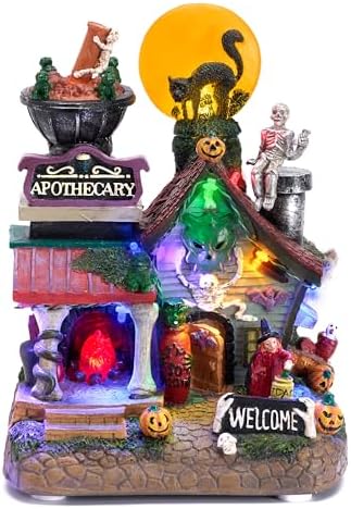 Valery Madelyn Halloween Decorations, Lighted Halloween Village Houses with M...