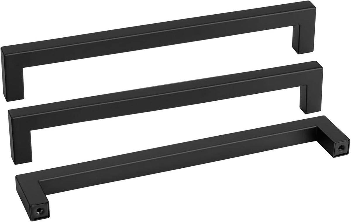 Goldenwarm 10 Pack Black Square Bar Cabinet Pull Drawer Handle Stainless Steel