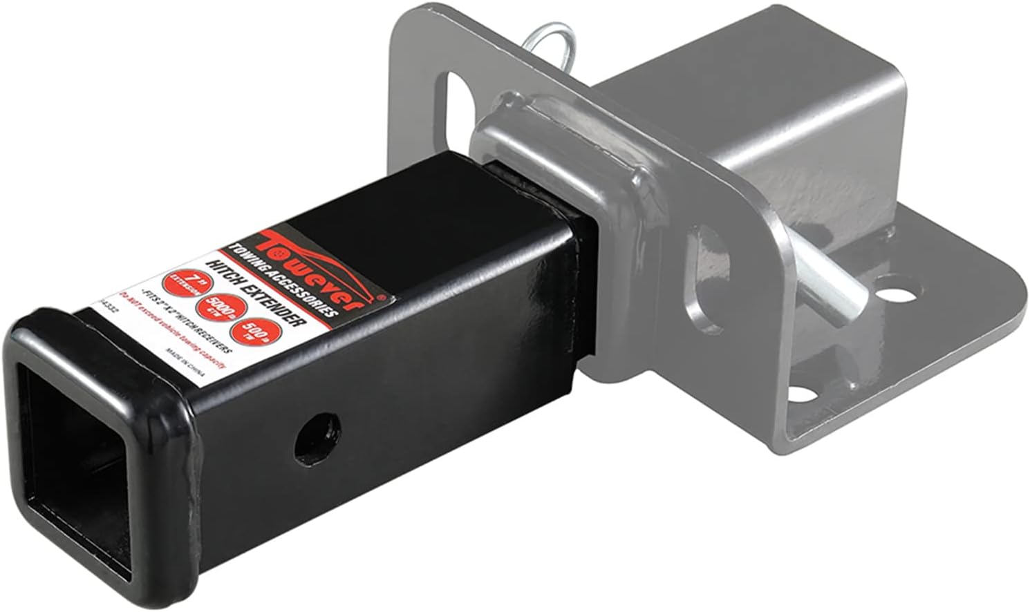 84332P Trailer Hitch Extenders 2 inch Hitch Receiver Tube, 7 inches Extension, with 5/8 inch Hitch Pin