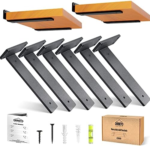 orbeto 6 pack heavy duty shelf brackets (12") shown in use