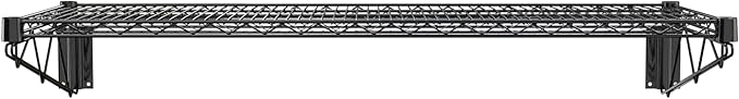 18" x 48" Black Epoxy Wire Wall Mount Shelf - Image 4