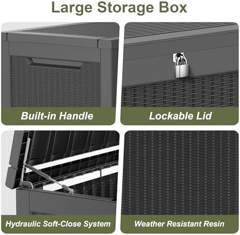 outdoor storage box waterproof, 200 gallon lockable resin, package contents
