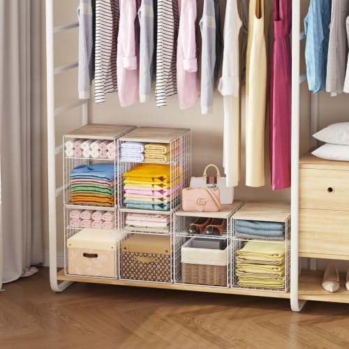 hencawima 2 pack stackable closet storage bins with, front angle view