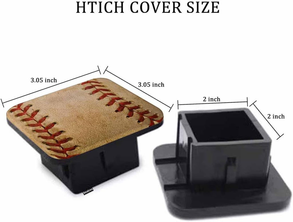 Tow Hitch Covers Baseball, Grunge Sport Leather Worn Baseball Auto 2 Inch Trailer Hitch Cover Plug Cap Insert Receiver Tube Hitch Covers for Most Cars Trucks SUVs