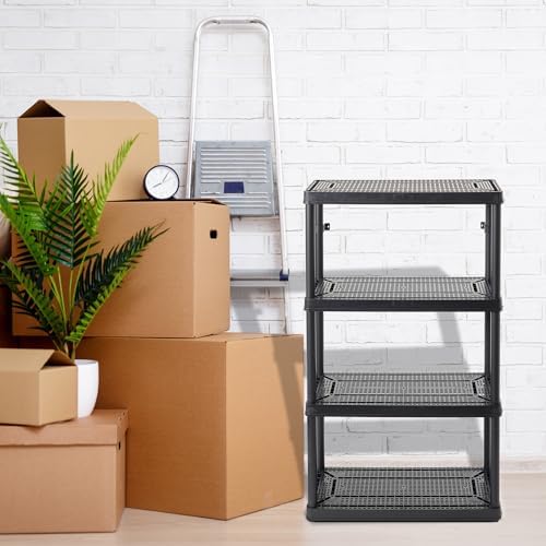 gracious living 4-shelf fixed-height medium-duty storage, black, 2-pack shown in use