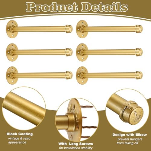 btsky 6 pack clothes rack with screws, 12, view 9
