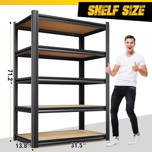 garage shelving for home & workshop organization, 5-tier, close-up detail