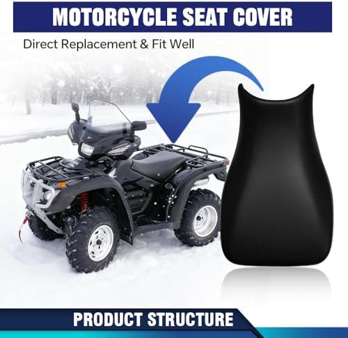 PIT66 Seat Cover Compatible with Honda Rubicon 2005-2011/ Fit Foreman 500 | Black, PVC Synthetic Leather, ATV Replacement Seatcover Fit Rubicon 2005-2011/Fit 500 ATV Black Seatcover (Cover only)