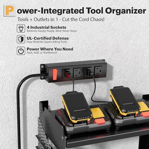 spampur power tool organizer wall mount with charging shown in use