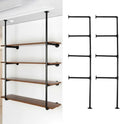industrial pipe shelving system with 4 tiers, black, main product view