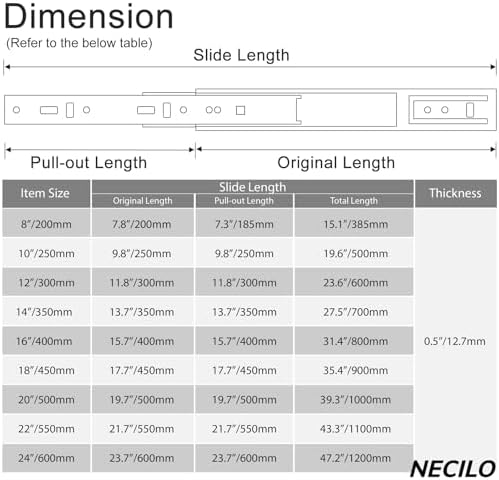 necilo 10 inch ball bearing drawer slides,100lb full shown in use