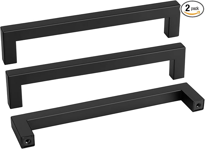 goldenwarm 2Pack 8INCH Matte Black Cabinet Pulls Kitchen Hardware, 204mm Square by goldenwarm