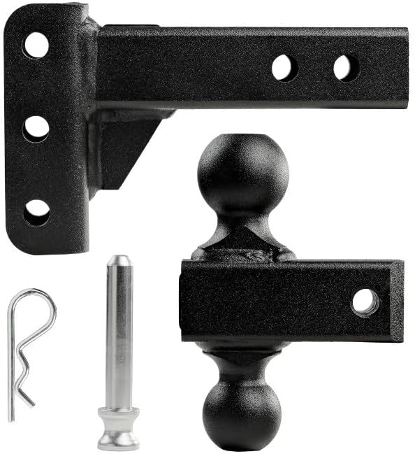 BulletProof Hitches - 2.0" Adjustable Light Duty Trailer Hitch (10,000 lb. Rating) - 2" Drop/Rise Trailer Hitch with 2" & 2-5/16" Dual Ball - Powder Coat, Box Steel, Corrosion-Resistant