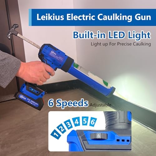 electric caulk gun with led light, 6 speed, package contents