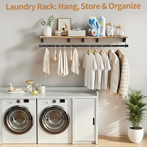 luxspire 43.3" wall mount clothes rack with wood, package contents