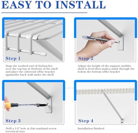 12-inch wire shelf support brackets closet wire shelving, side view