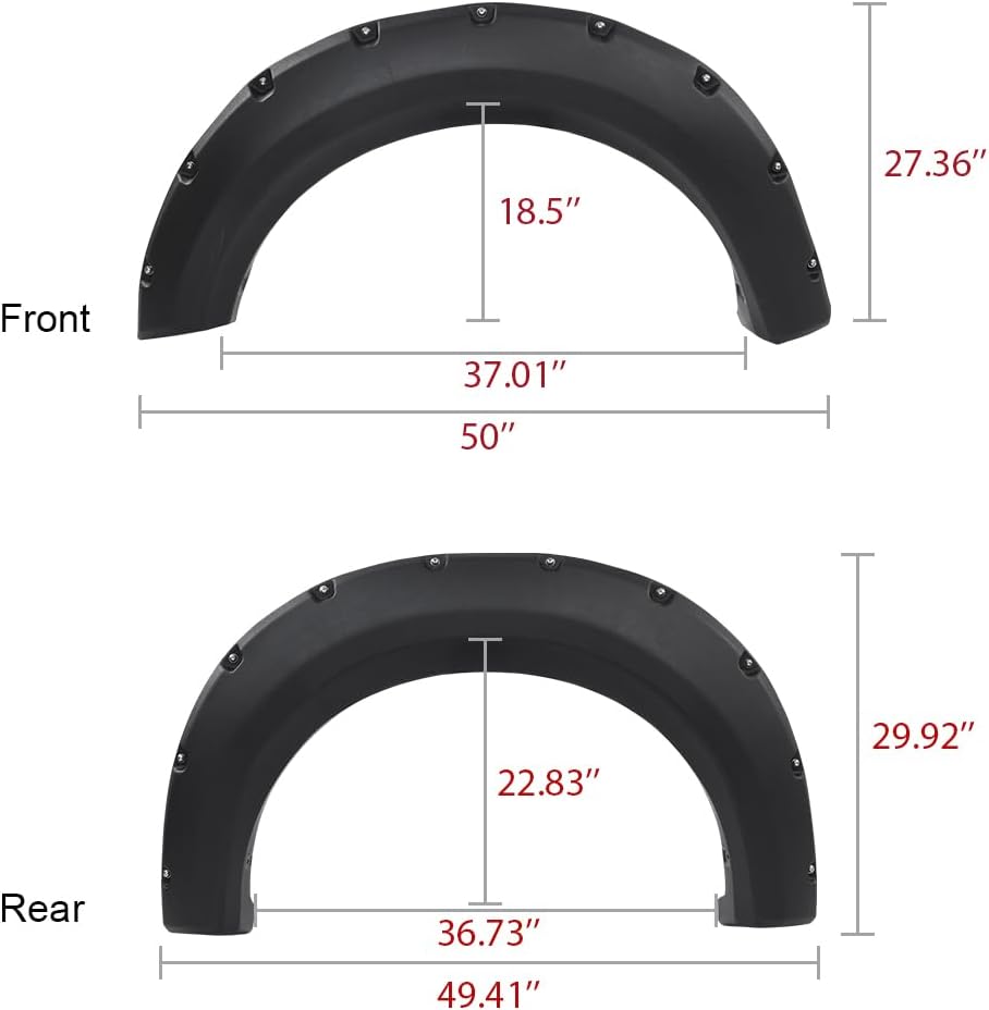G-PLUS Fender Flares 4PCS Fit Ford F150 2009-2014(67.0"/78.8"/97.4" Bed) | NOT Fit Platinum & Raptor Models,Textured Pocket Riveted Style,Custom Fit F150 Fender Flares,Rustproof & UV Resistant