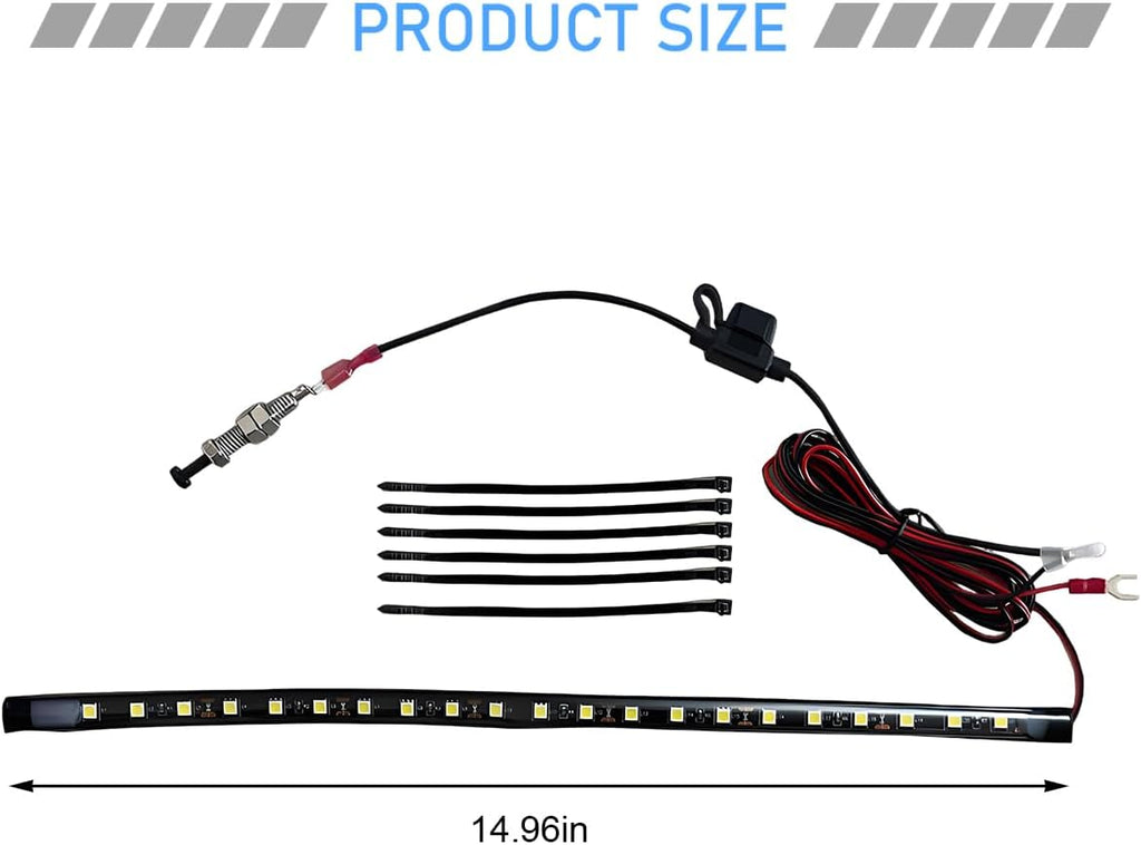 Car Under Hood LED Light Strip, 15Inch 12V 21 SMD 5050 Waterproof Vehicle Engine Bay Lights Bundle Kit with Automatic On/Off, Auto Underhood Work Lamp, Universal for SUV RV Truck