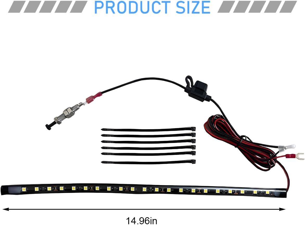 Car Under Hood LED Light Strip, 15Inch 12V 21 SMD 5050 Waterproof Vehicle Engine Bay Lights Bundle Kit with Automatic On/Off, Auto Underhood Work Lamp, Universal for SUV RV Truck