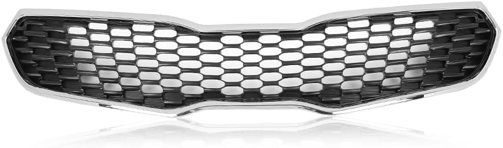 PIT66 Front Upper Bumper Grille Assembly Compatible with Kia Forte SX/EX/LX 2014-2016 Replacement KI1200156, 86350A7500, 86350-A7500 Chrome & Black
