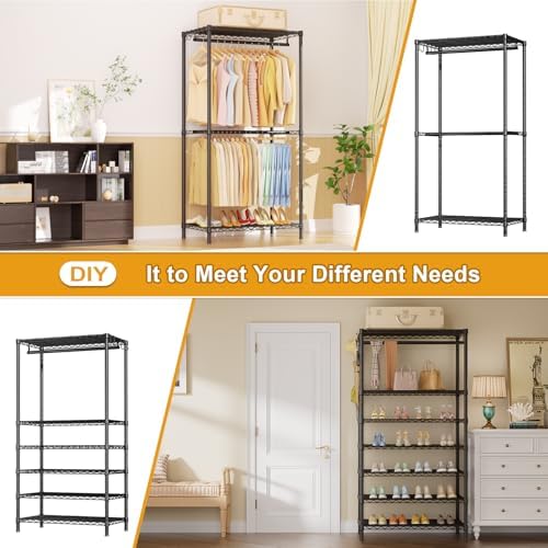 ulif e13c pro heavy duty closet organizer system，freestanding showing dimensions