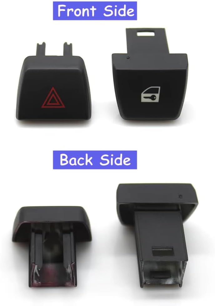 2PCS Hazard Warning Flasher Light Switch Door Lock Button | Emergency Hazard Warning Light Switch and Door Lock Control Button, for BMW 5’ F10 F11/6’ F06 F12/7’ F01 F02/5GT F07/X3 F25