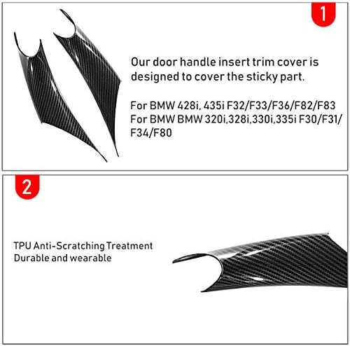 Jaronx 2PCS Door Handle Covers Compatible with BMW 3/4 Series Driver Side & Passenger Side Door Pull Handle Covers (Compatible with BMW 320i,328i,330i,335i F30/F31 and 428i,435i F32/F36)(Carbon Fiber)