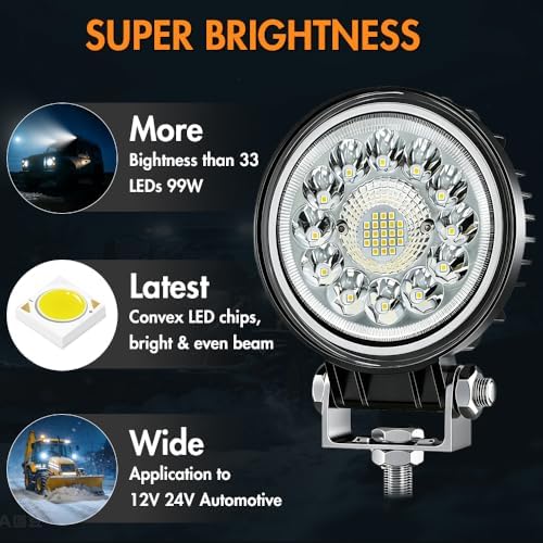4 inch 99w driving fog lights spot flood, side view