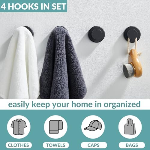 aplusee matte black towel hooks for bathroom storage, package contents
